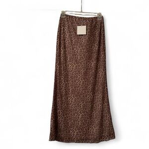 NWT See You Monday Brown Leopard Print Maxi Skirt